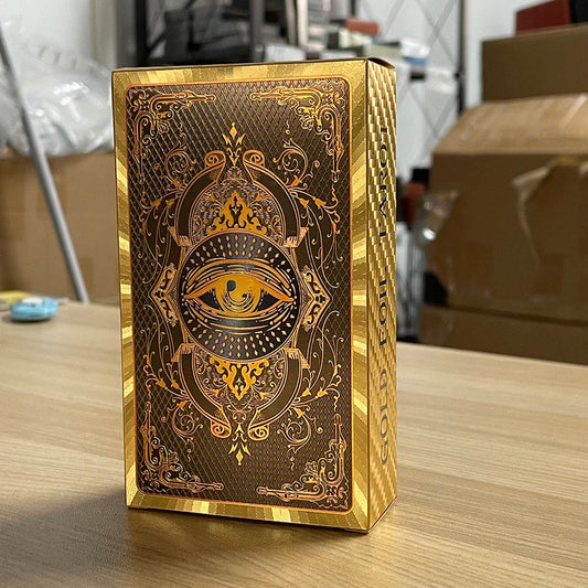 Spanish & English Golden Foil Tarot Cards – 78-Card Prophecy Deck with Bilingual Guidebook